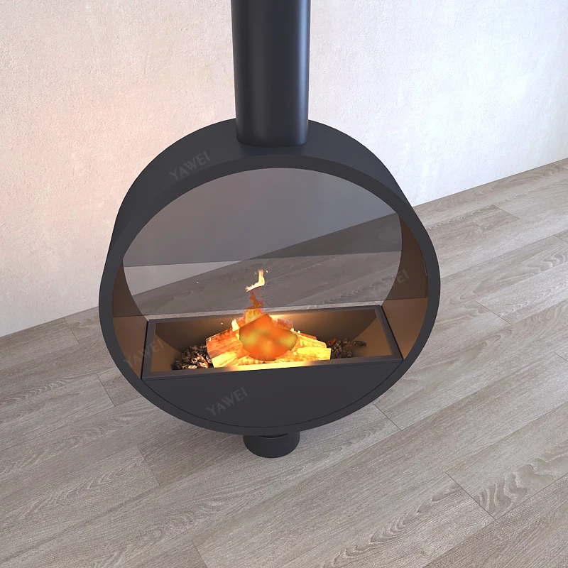 Modern Design Wall Mounted Wood Burning Stove Bedroom Freestanding Fireplace Indoor Wood-burning Hanging Wood Fireplace Heater