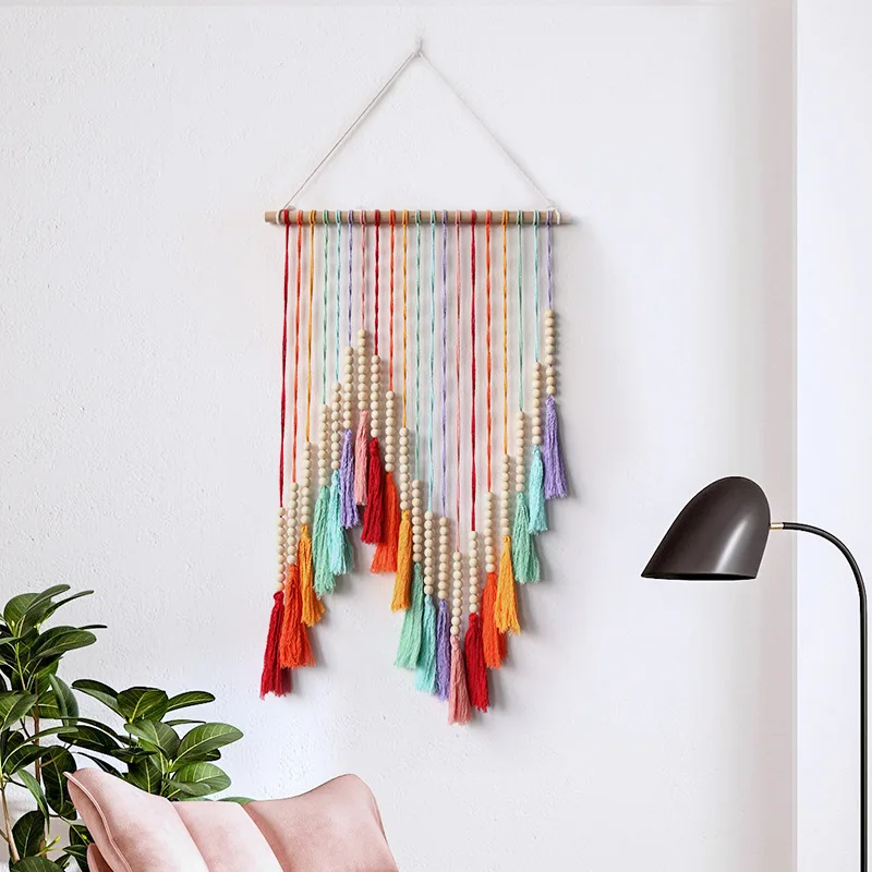 

Colorful Tassel Handwoven European and American Style Room Decoration Wall Hanging Home Background