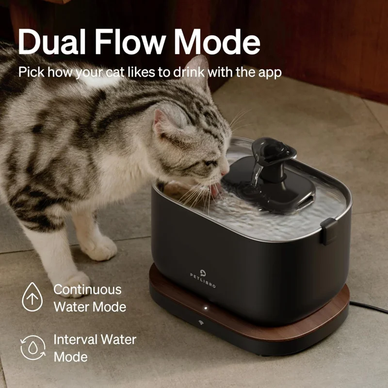 

Cat Water Fountain Automatic Monitoring App 2.5L Stainless Steel Pet Drinking Fountain Indoor Hydration Tracker Easy Clean