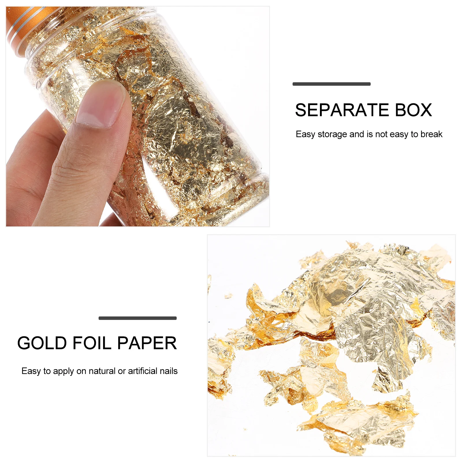 3 قطع من ورق رقائق الذهب والفضة، زجاجة صغيرة لفن الأظافر، سهلة الاستخدام، أظافر صناعية طبيعية، نصائح فنية للأظافر بنفسك، ديكور