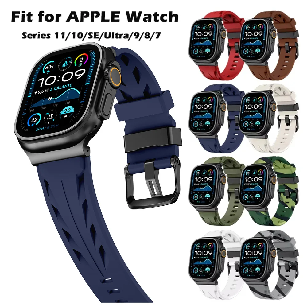 Silikonarmband für Apple Watch Armbänder 44mm 45mm 46mm 49mm Sportarmband Correa Kompatibel mit Serie 11 10 9 8 7 6 SE Ultra