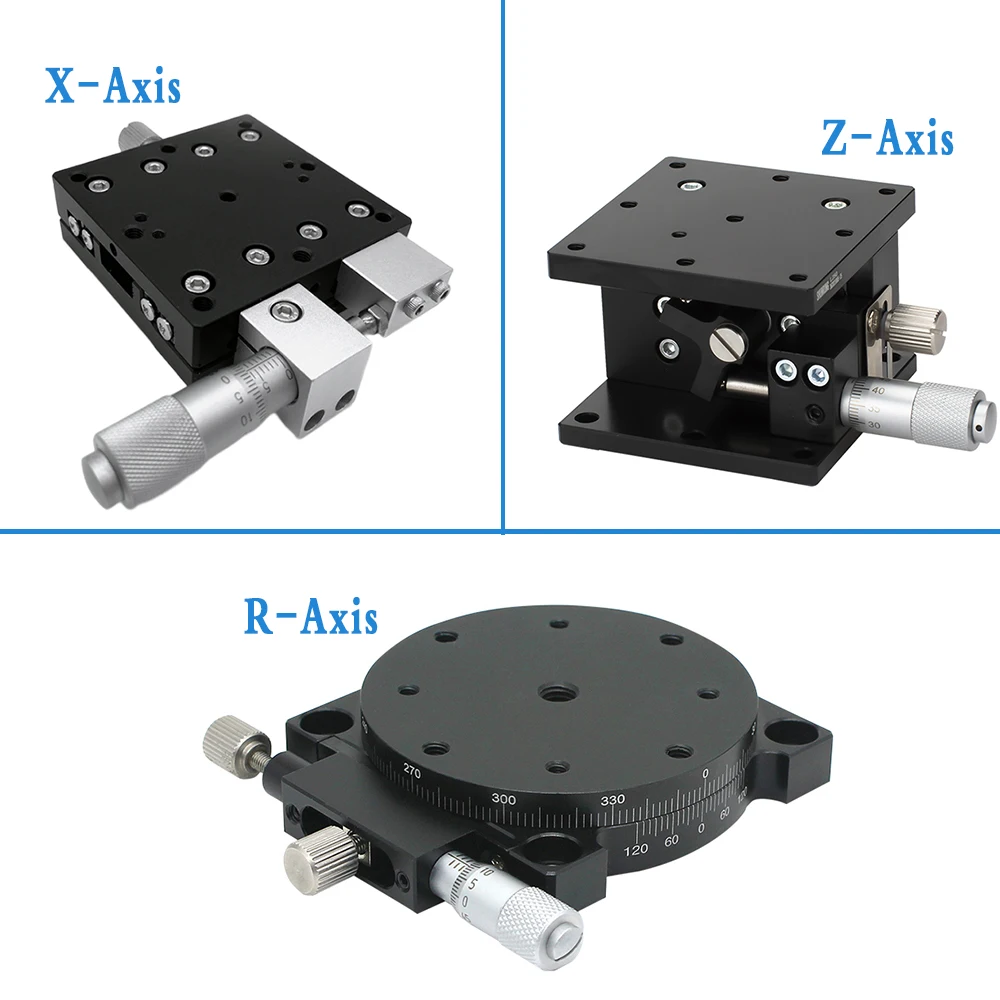 High Precision Mini Manual Displacement Platform X/Z/R/XY/ Axis 40mm 60mm 90mm Precision Knob Table for Optical equipment