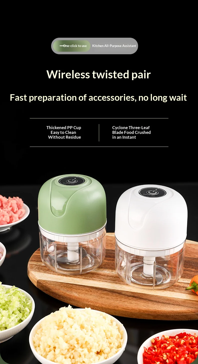 HOMEFISH Electric Mini Kitchen Garlic Paste Mixer Baby Food Meat Grinder Home Multi-functional Garlic Crusher