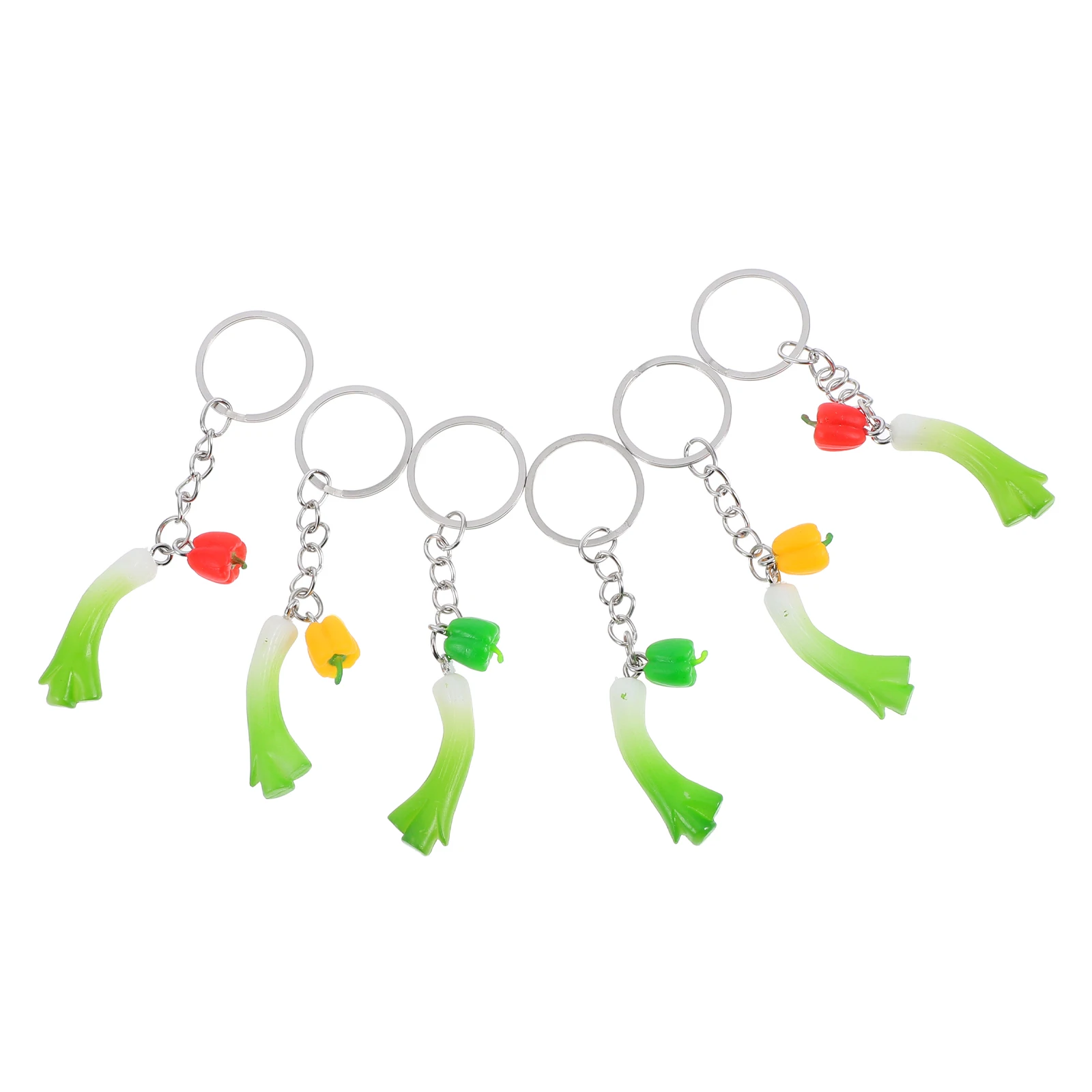

6pcs Chili Pepper Garlic Keychain High Simulation Vegetable Food Resin Car Decorative Pendants Stylish Accessories