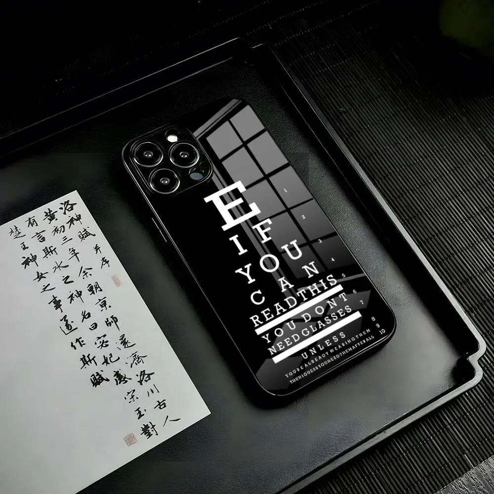 Medical Eye Vision Chart Phone Case for Iphone 15 13 12 14 11 Pro Max Mini X Xr Xs 8 7 Puls 6 glass cover