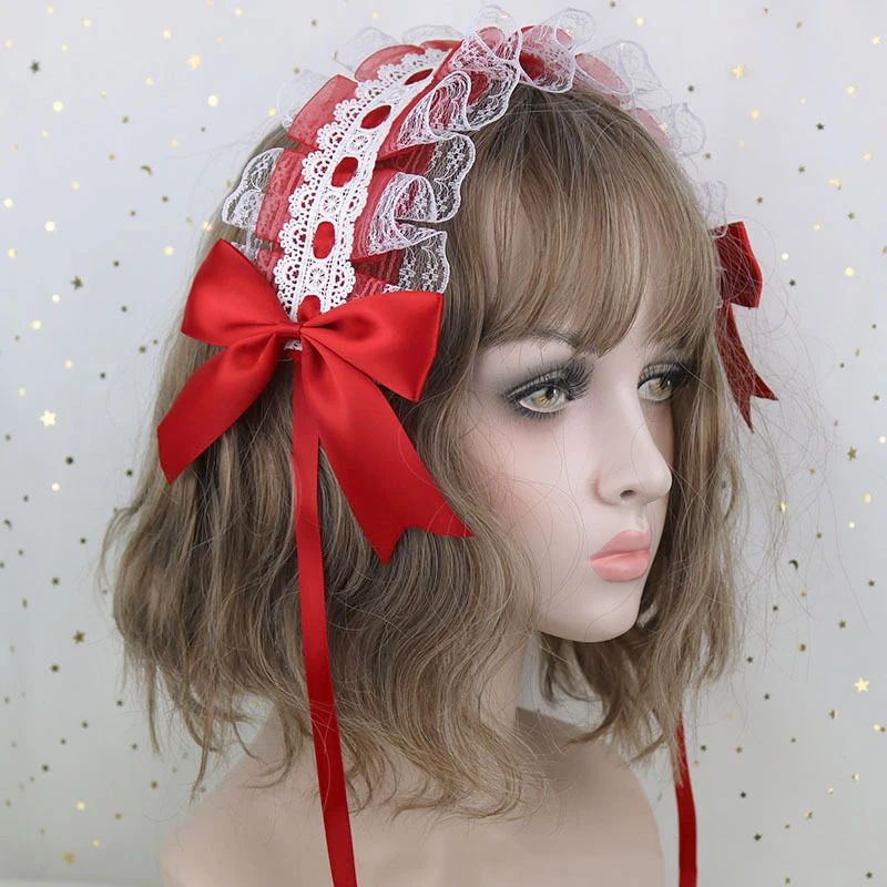 Doux beau bandeau de cheveux Lolita Cosplay femme de chambre bandeaux mignon dentelle ruban nœud papillon bandeau chapeaux cheveux accessoires pour filles cadeau