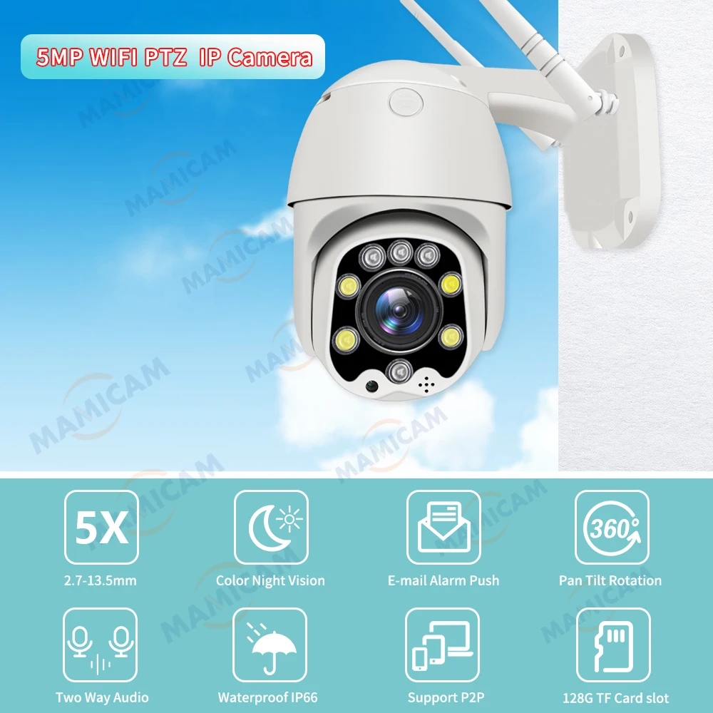 2.7-13.5MM Lens Camera Video Outdoor Videcam Security Protection PTZ Speed Dome TF Slot 5X Optical Zoom