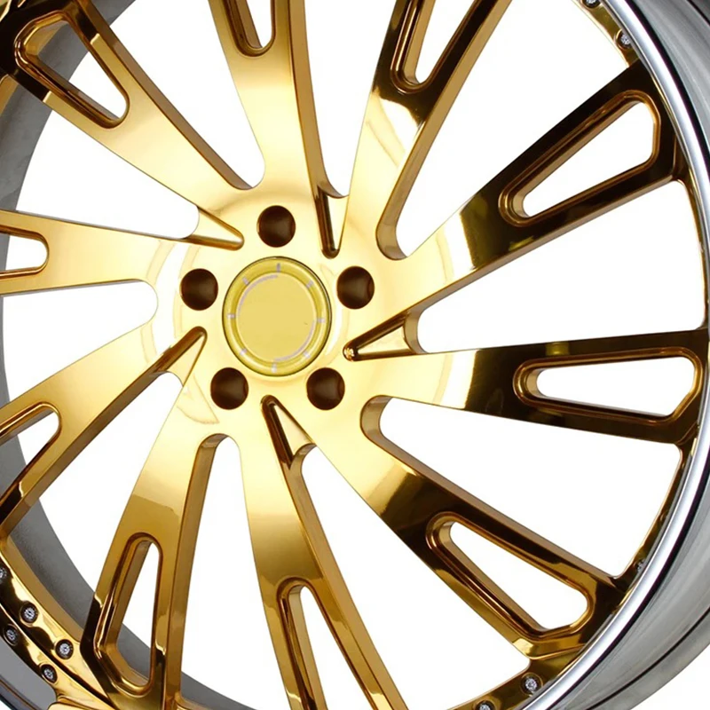 for 2-piece Customized Luxury Gold Forged Car Wheels 18 19 20 21 22 23 24 26 Inch Chrome Lip Multi Spokes Wheels For Chevrolet