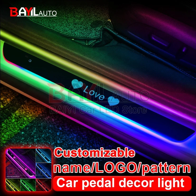 

Car pedal decor lights, Customizable name/LOGO/pattern, RGB dynamic atmosphere light , Holiday gifts for couples/friends/family