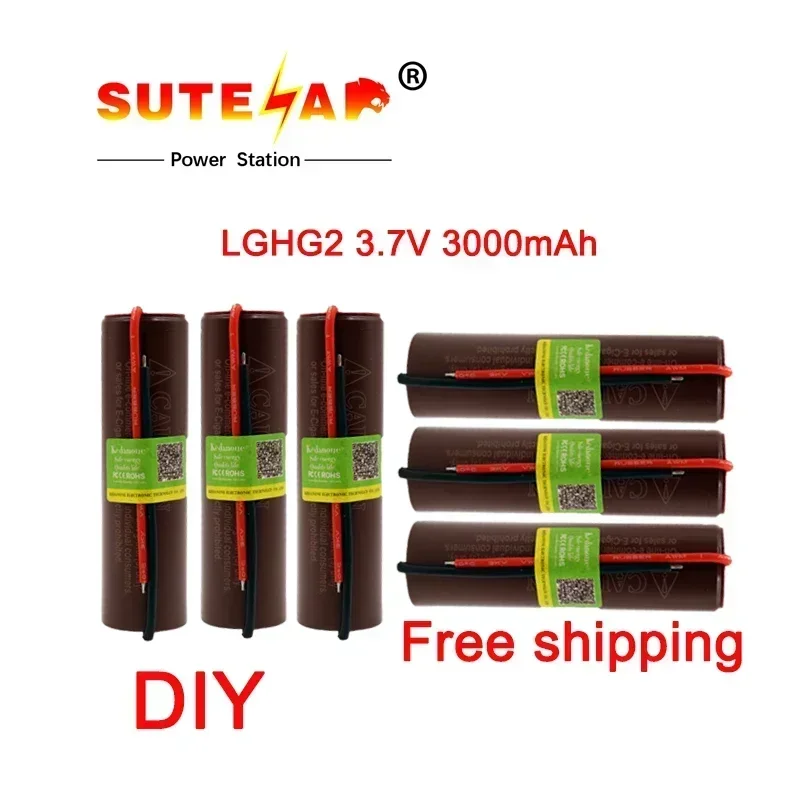 100%Original for LG Hg2 18650 3000 mAh electronic cigarette high discharge rechargeable battery, 30A high current + DIY