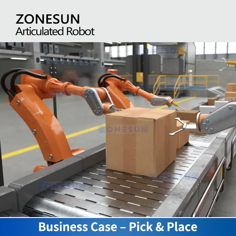 ZONESUN Industrial Articulated Robot 4 Axis Palletizer Material Handling Robotic Arm Automation Production Integrated Line