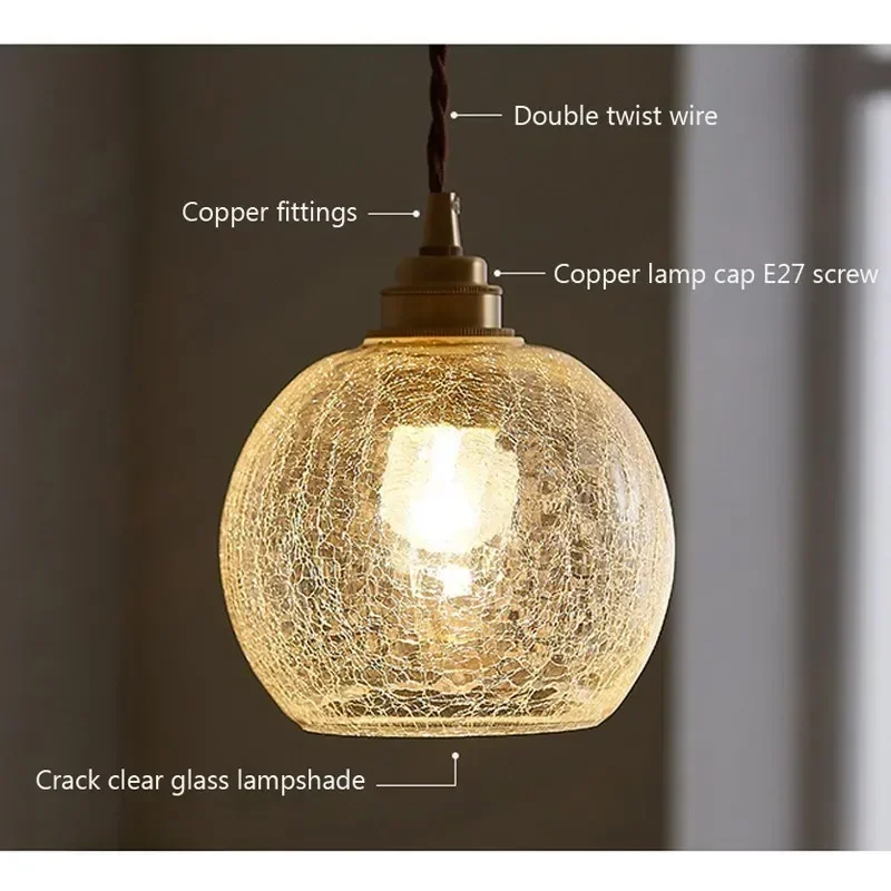 Glass Pendant Light Nordic Dining Room Retro Chandeliers Creative Minimal E27  Transparent Lampshade For Restaurant Lamp Lustre