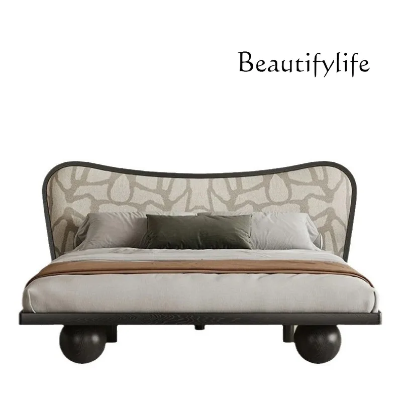 

French light luxury retro bed, soft bag solid wood bedroom double bed, master bedroom soft bed