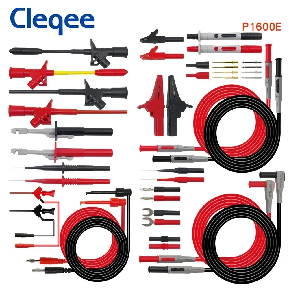 Cleqee P1600 series High Quality Multimeter Test Lead Kit BNC-Test Cable Test Probe IC Test Hook Automotive Repair Tool Set