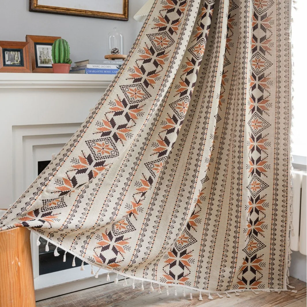 

Занавеска жаккардовая с кисточками кухонная занавеска американского кантри эркер роза цветок полузатемнение