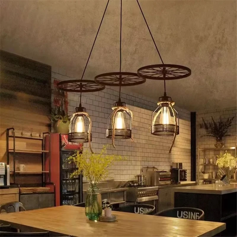 American Style Countryside Creative Personality Industrial Style Pendant Light Restaurant Bar Iron