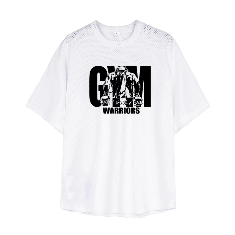 1pcs Loose Men's Casual Sport T-Shirt Gym Bodybuilding Fitness