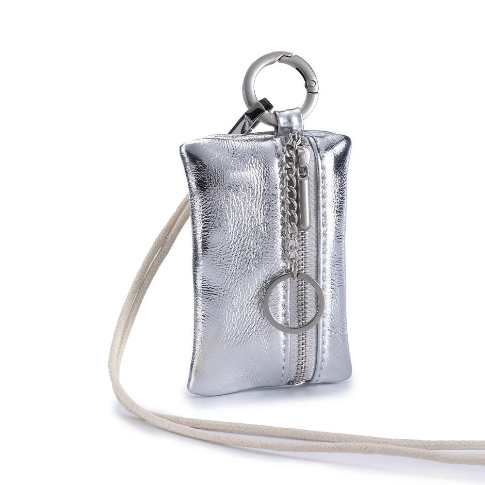 PU Leather Hanging Neck Coin Purse Japanese Style Hanging Rope Mini Storage Bag Purse ins Lipstick Earphone Pouch Key Storage