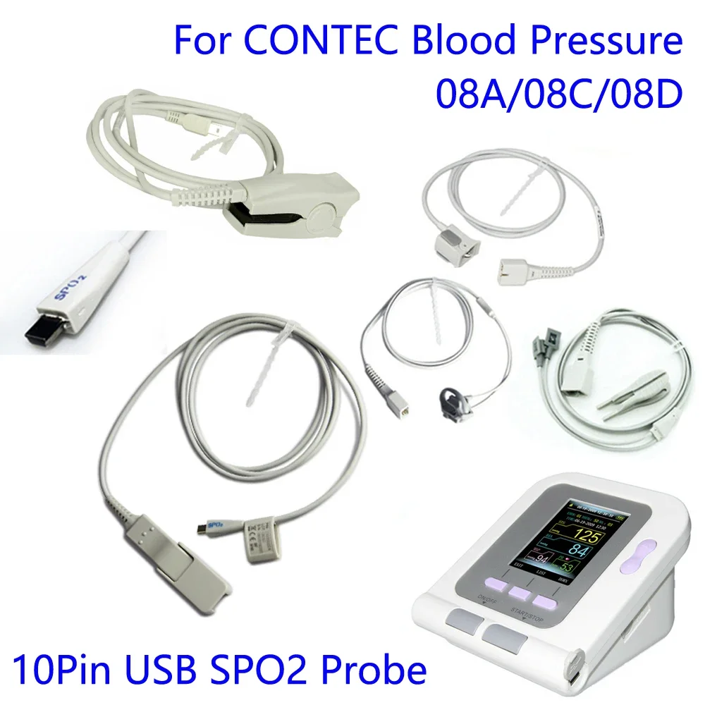 

10 Pin USB SPO2 Probe Adult Paediatric Neonatal Veterinary Blood Oxygen Saturation Sensor CONTEC 08A 08C Blood Pressure Monitor