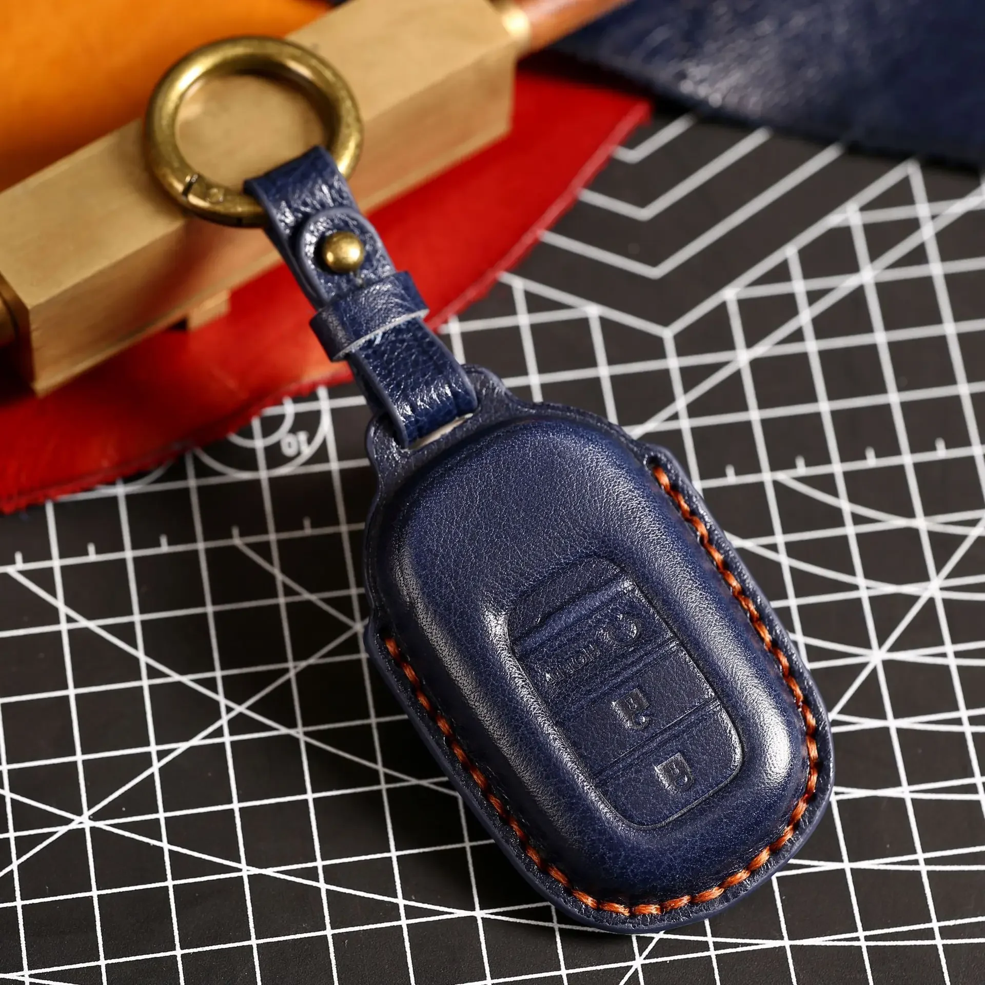 

1pc Leather Car Key Case Cover Fob Protector For Honda Crv Breeze Xrv Accord Civic Crider Keychain Holder Keyring Shell