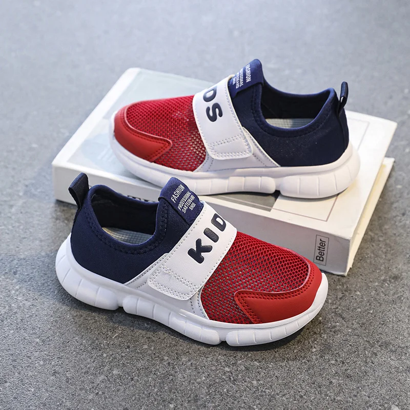 

Men's shoes with breathable mesh, children's Velcro sneakers, lightweight and soft soled single mesh shoes for boys