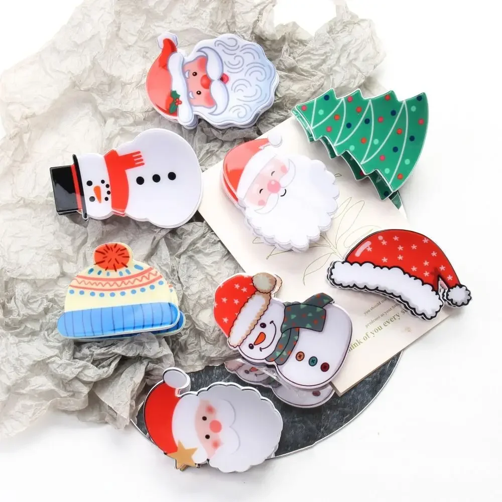 Christmas Snowman Santa Claus Christmas Tree Grab Clip Hair Claw Colourful Hat Small Shark Clip Hair Clip Party Gift Hair