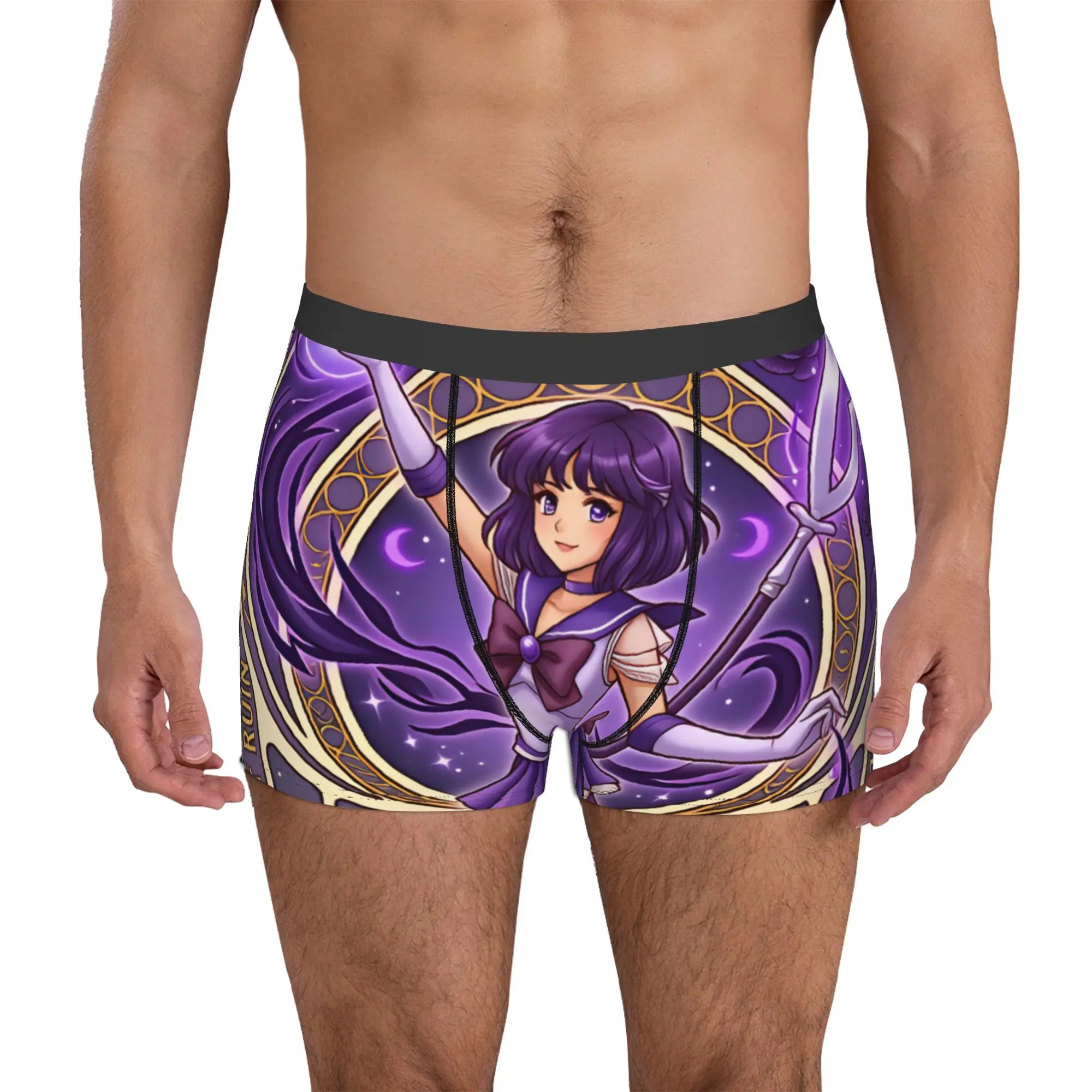 Novedad, calzoncillos tipo bóxer Sailor Moon Sailor Saturn, calzoncillos masculinos, ropa interior cómoda Silence Glaive