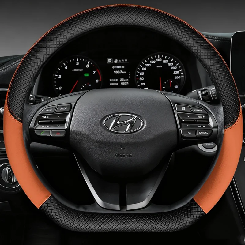 Car Steering Wheel Cover For Hyundai ioniq 5 2016 2017 2018 2019 2020 2021 2022  D Shape PU Leather Accessories
