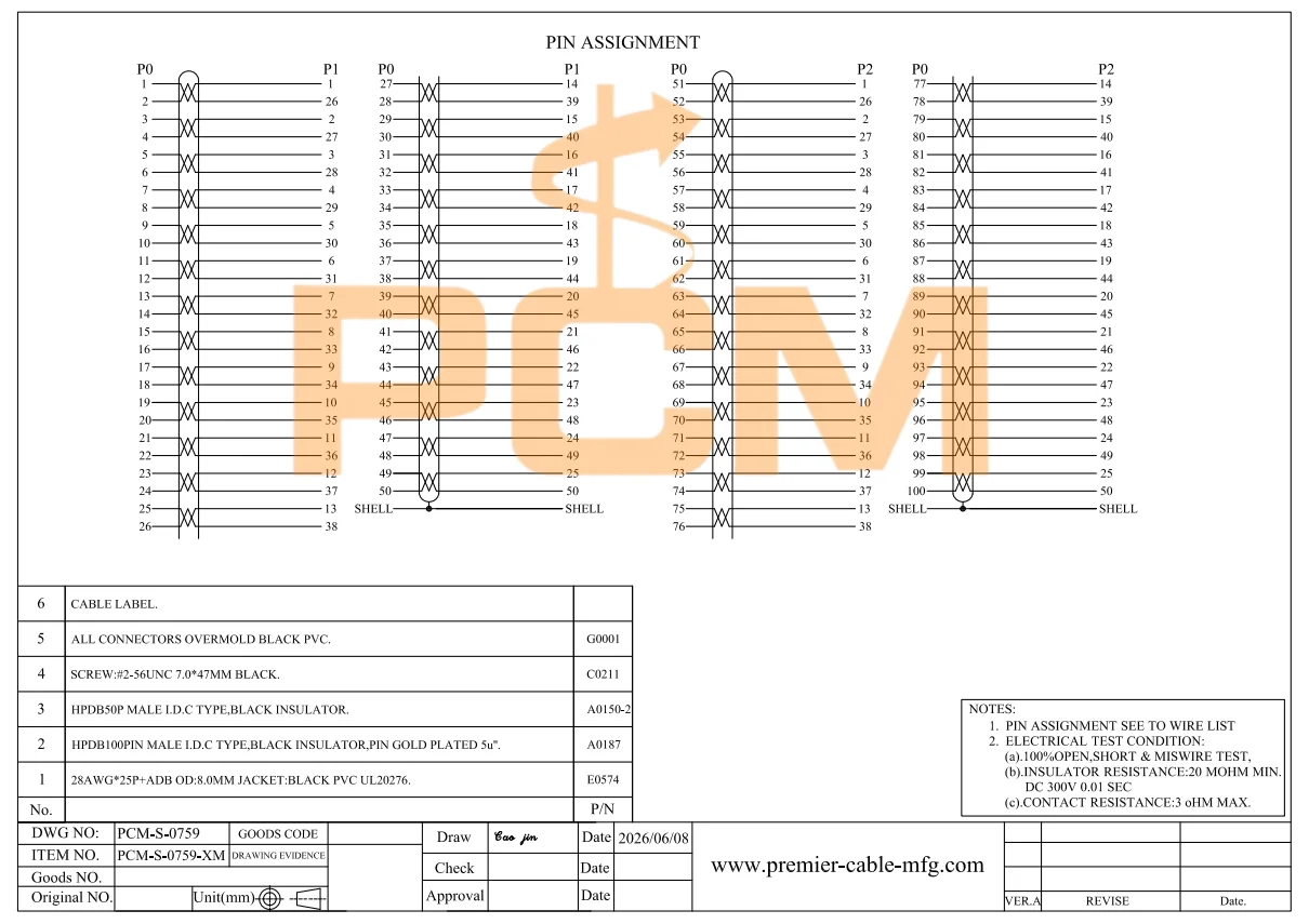 HPDB100 zu Dual HPDB50 Kabel Kompatibel mit Advantech PCL-10251 100-Pin zu 50-Pin SCSI-Signalkabel für Industrielle DAQ-Systeme – Detail 4