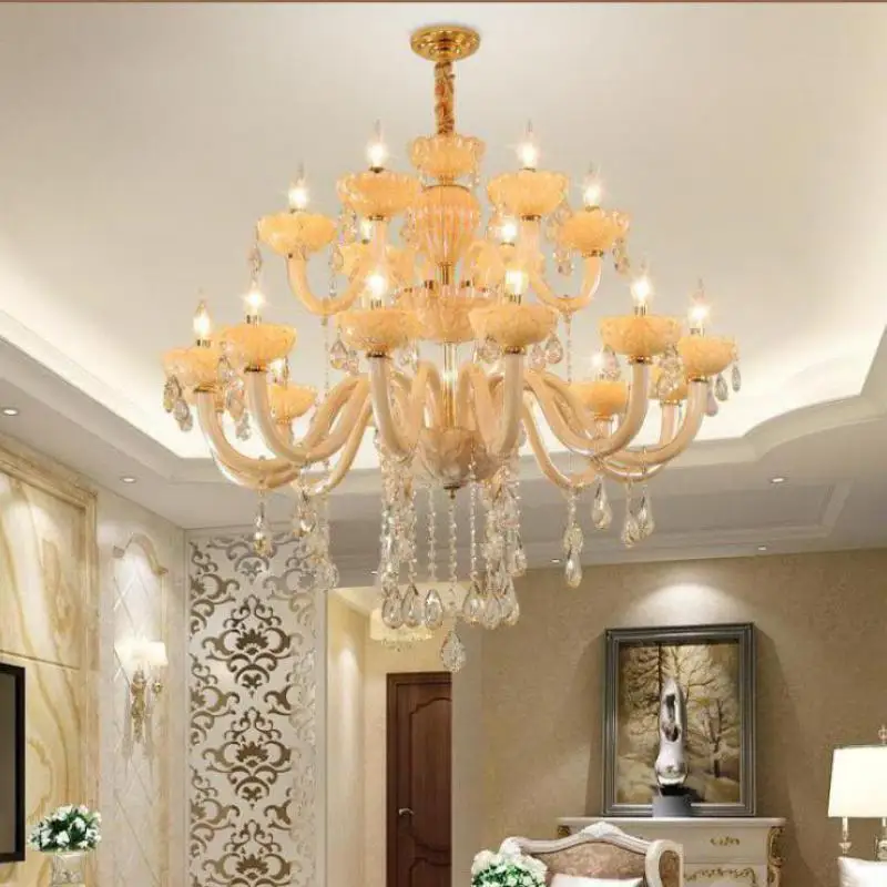 

Modern luxury crystal chandelier lighting for Dining room home deco led daily light fixtures Large LED Candle glass chandeliers