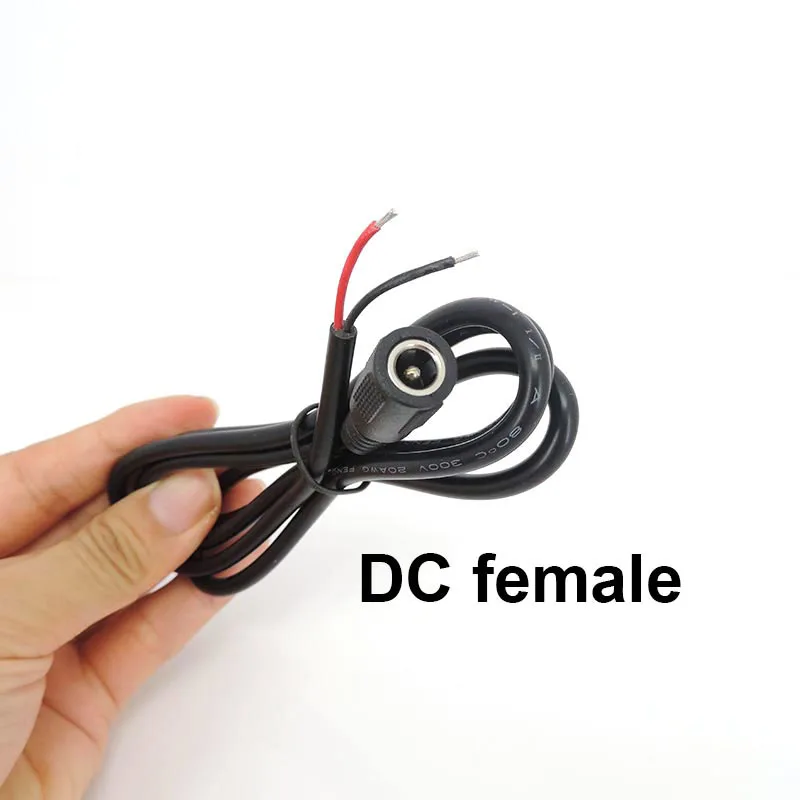 DCオス-メス延長ケーブル,オス/メスコネクタ,cctv電源アダプター,白,黒,5.5x2.1mm, 1m