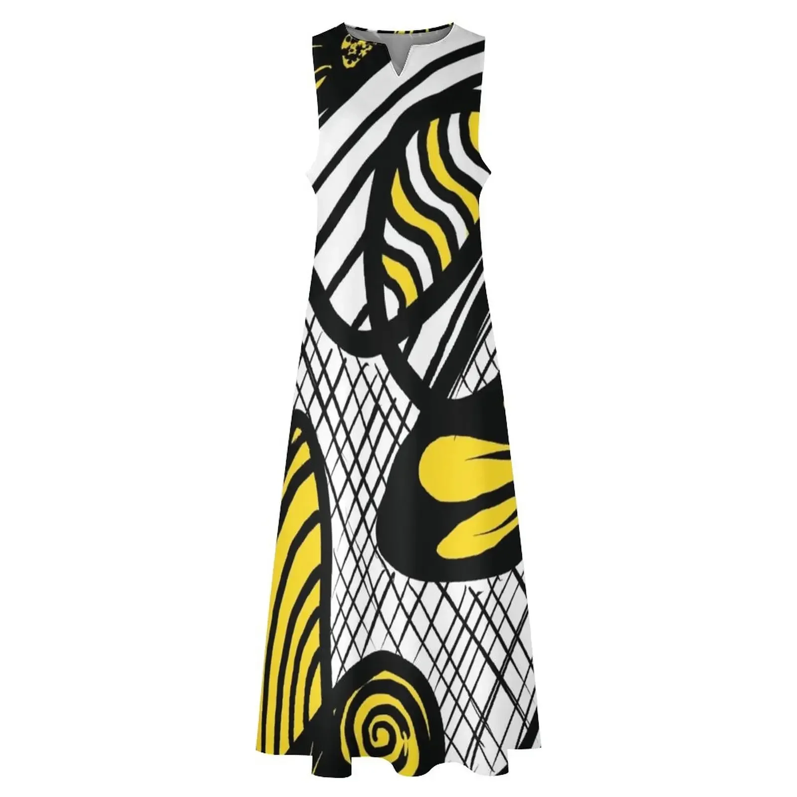 Modèles dans les modèles en encre noire et jaune robe longue robes d'été pour femmes 2025 robes de bal 2025 vêtements robe