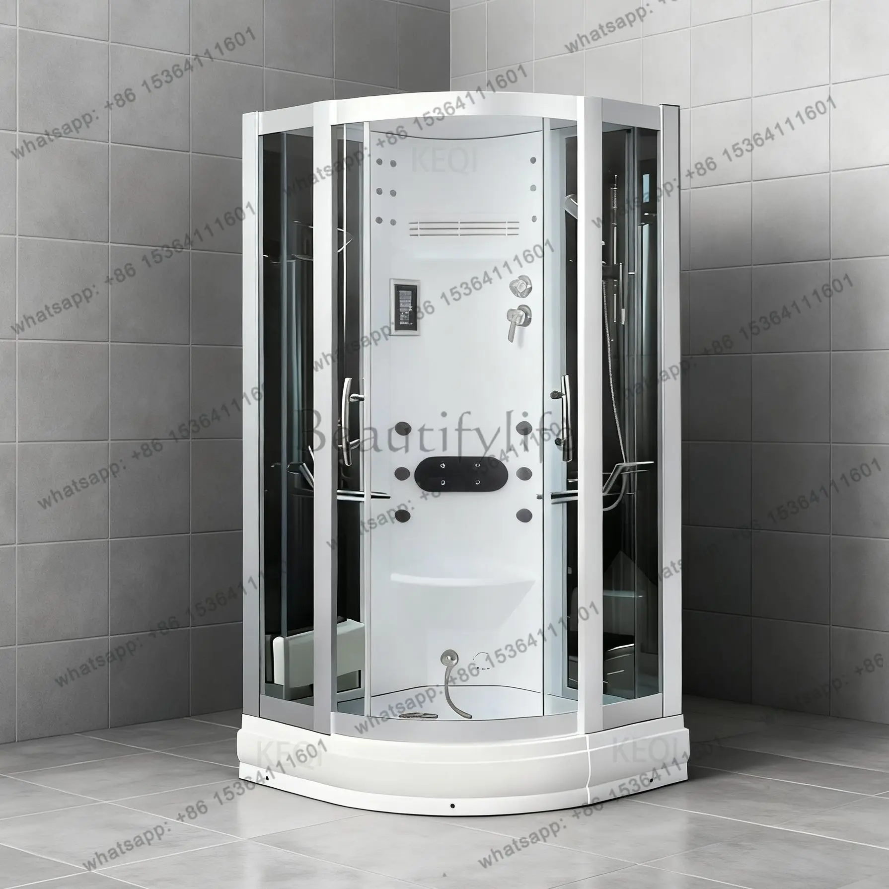 900X900X2150mm Sector-Shaped Bathroom Steam Shower Enclosure Computer Control Wet Sauna Room