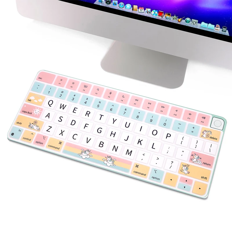 

HRH Cartoon Keyboard Cover with Touch ID US Layout for 2021 Apple iMac 24 Inch Euro A2449 M1 Chip A2450