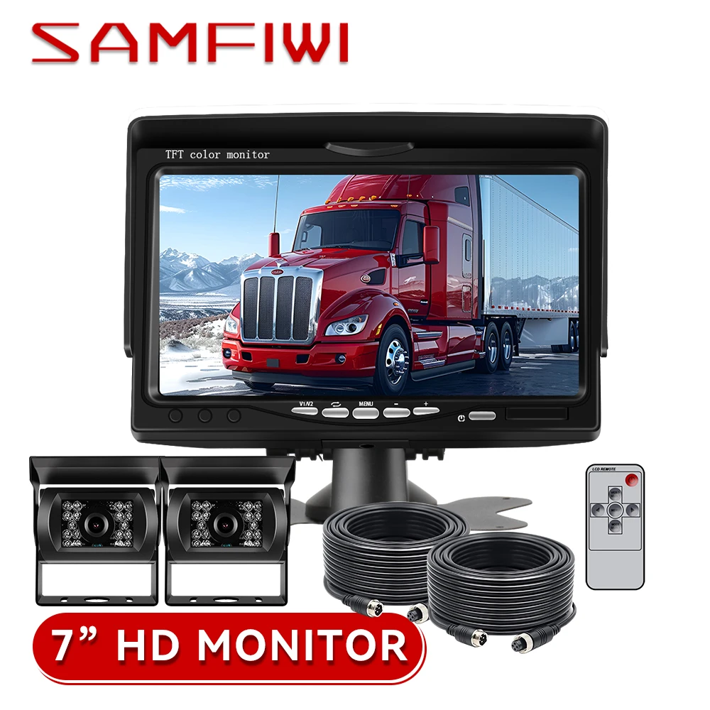 

7'' HD Monitor Plug and Play Night Vision Rear View Camera Backup Camera for Truck Box Truck Trailer RV Pickup