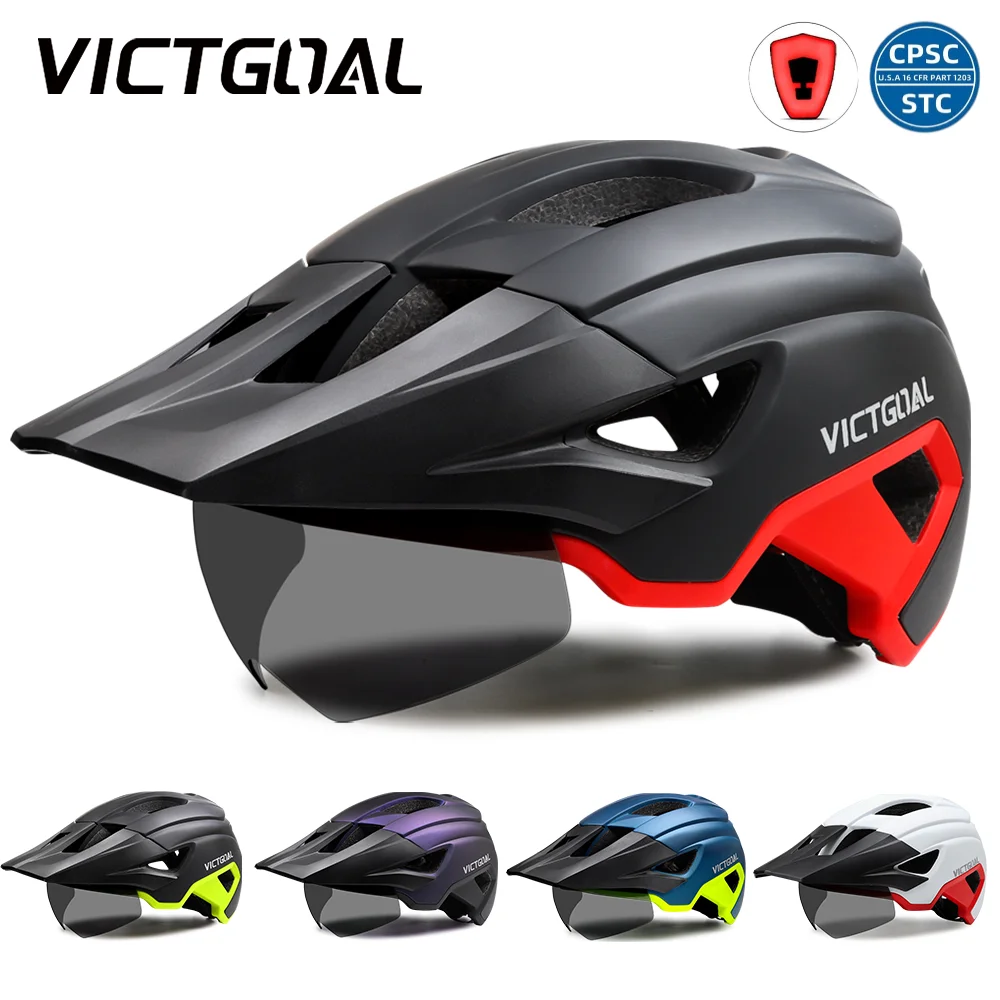 

VICTGOAL MTB Bike Helmet Magnetic Goggles Protection USB Taillight Cycling Safety Caps Men Scooter Mountain Road Bike Helmet