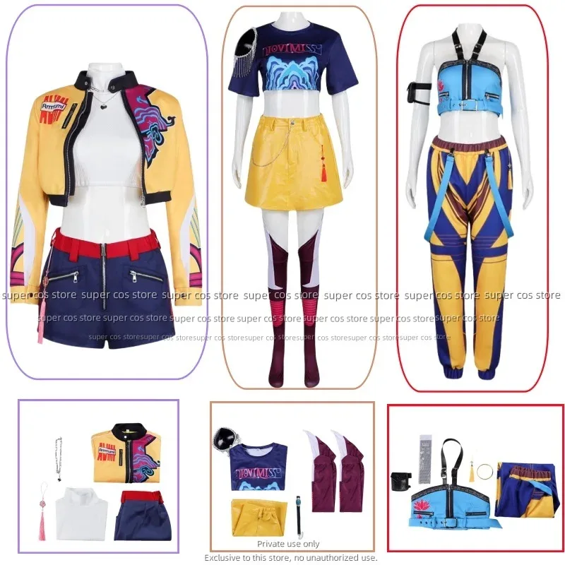 

qq28LQLumi Mira Zoe Косплей Костюм Полный комплект Аниме KPop Demon Cos Hunters Superstar Girl Group Костюм Женский Хэллоуин Вечеринка Rolepl