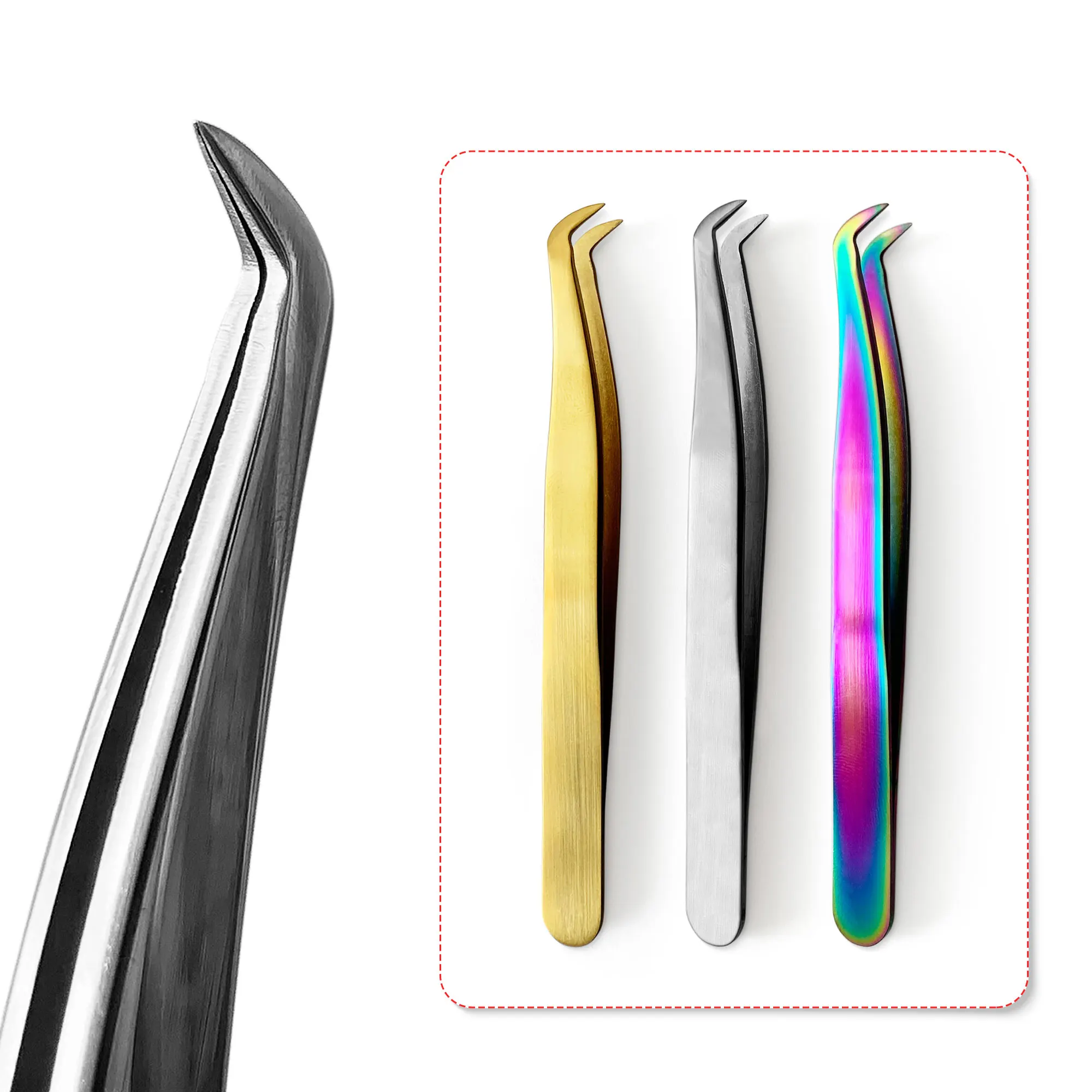 Professional Eyelashes Tweezers For Lashes Extension Nipper Stainless Steel High Precision Eyelash Extension Eyebrow Tweezers