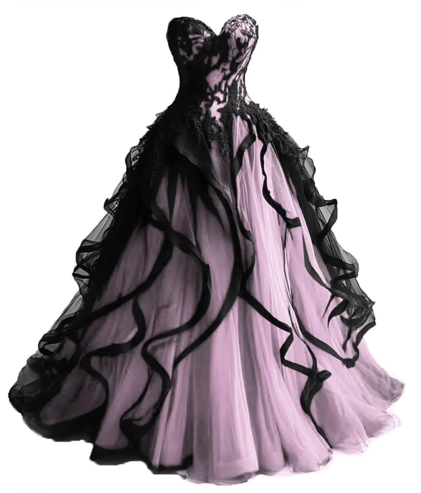 KIVARY Gothic ชุดแต่งงานสําหรับเจ้าสาว Layered Tulle สีดําชุดเจ้าสาวลูกไม้ Applique Sweetheart Gowns แต่งงาน