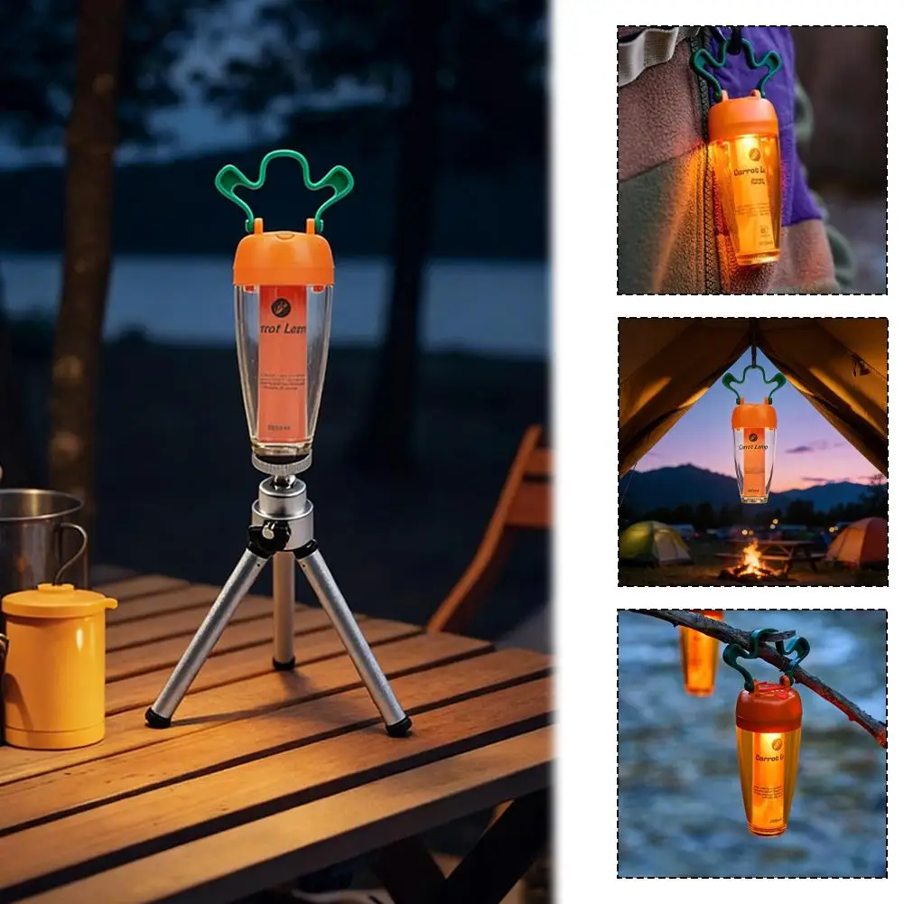 

Светодиодный кемпинговый фонарь Carrot: атмосферная лампа для палатки, подвесной светильник, 2000 мАч, длительное время работы от батареи, для активного отдыха, со штативом в комплекте