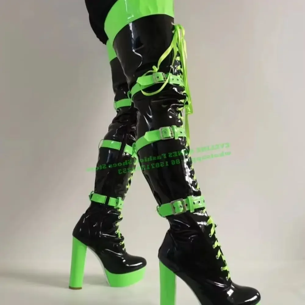 

Мотоциклетные ботинки в стиле панк на платформе с пряжкой на ремне, разноцветные сапоги выше колена, увеличивающие рост, на молнии, увеличивающие рост