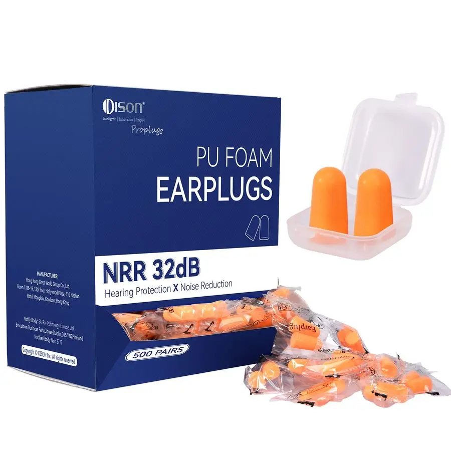 Foam Earplugs, 32dB Disposable Noise Reduction Ear Plugs, Hearing Protection Bulk Ear Plugs for Shooting Range, Work, Travel,Con