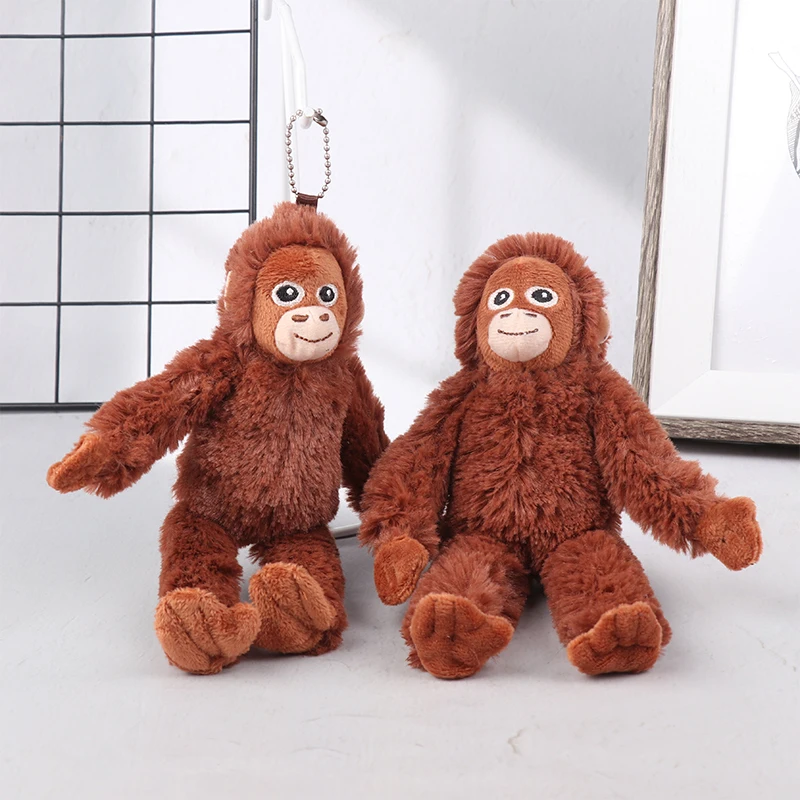 19cm Cartoon Gorilla Plush Toy Chimpanzees Monkey Pendant Soft Stuffed Doll Keychain Backpack Car Bag Key Ring Decor Kid Gift