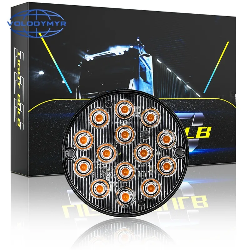 

14Led Strobe Warning Light Strobe Grille Flashing Truck Lamp Amber Traffic Light 12V 24V Round Car Light Side Maker Lights