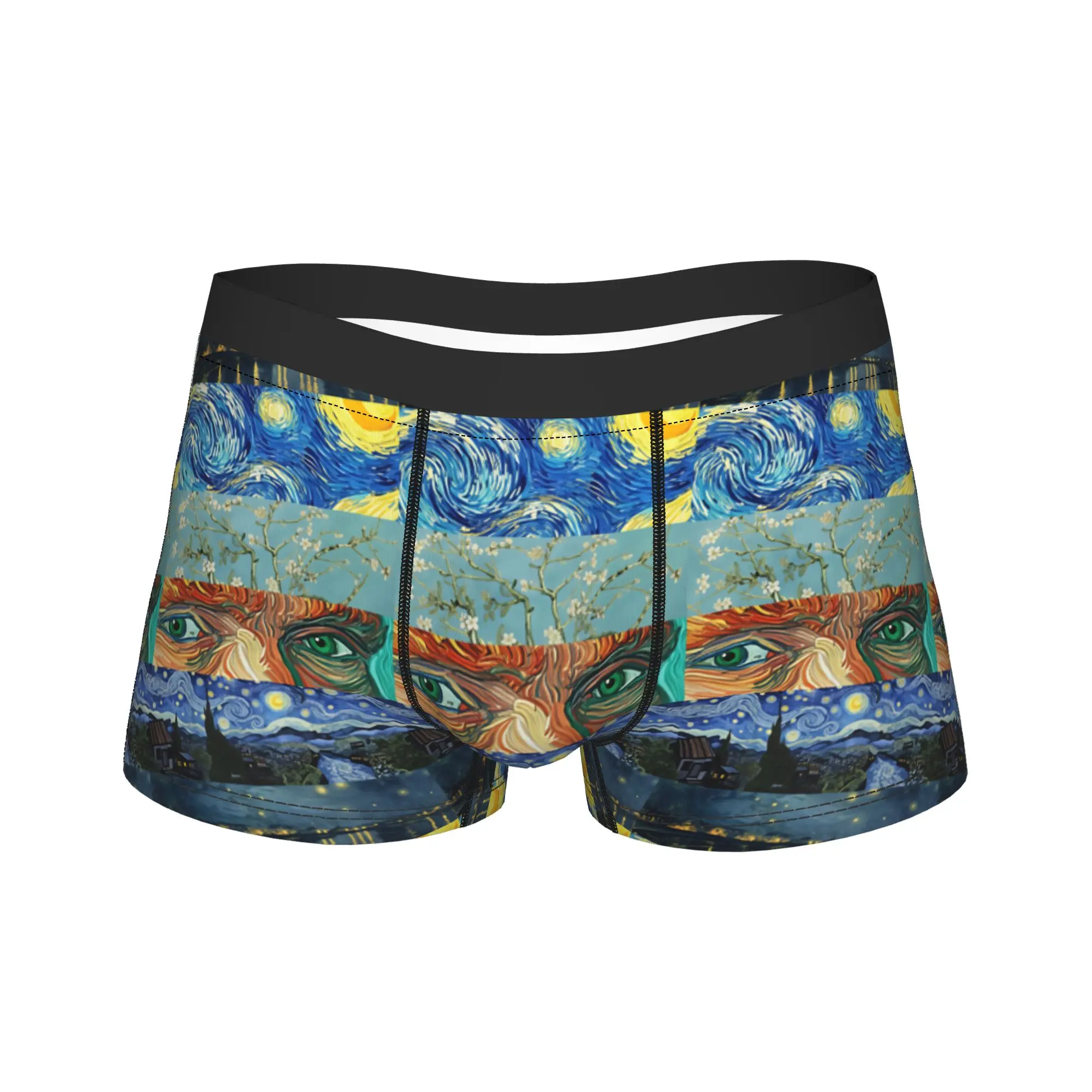 

Мужские трусы-боксеры с принтом «Звездная ночь» Ван Гога, мягкие, модные, больших размеров, хит продаж