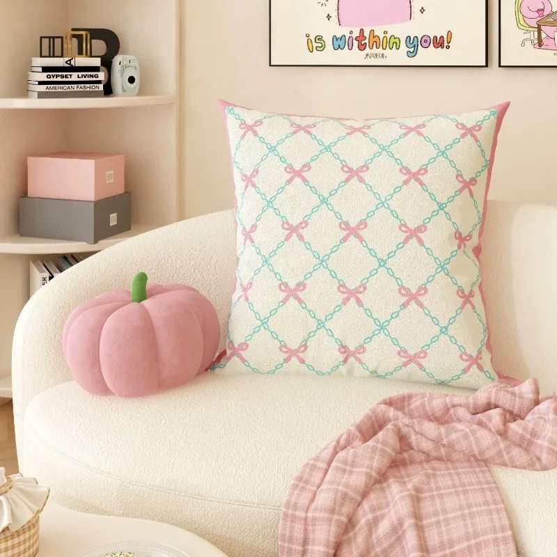 Korean Style Pink Bedroom Pillowcase Living Room Sofa Pillow Cushion Cover No Core Removable Washable Home Textile Home Decor