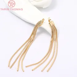 (3749)4PCS Length 65MM Hole 1.5MM 24K Gold Color Plated Brass Earring Lines for DIY Jewelry Making Finding Accessories