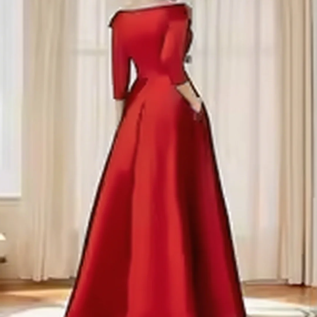 Abiti da sera personalizzati Abito da sposa a trapezio con scollo a V lungo fino al pavimento Perline Maniche lunghe Abiti da festa eleganti