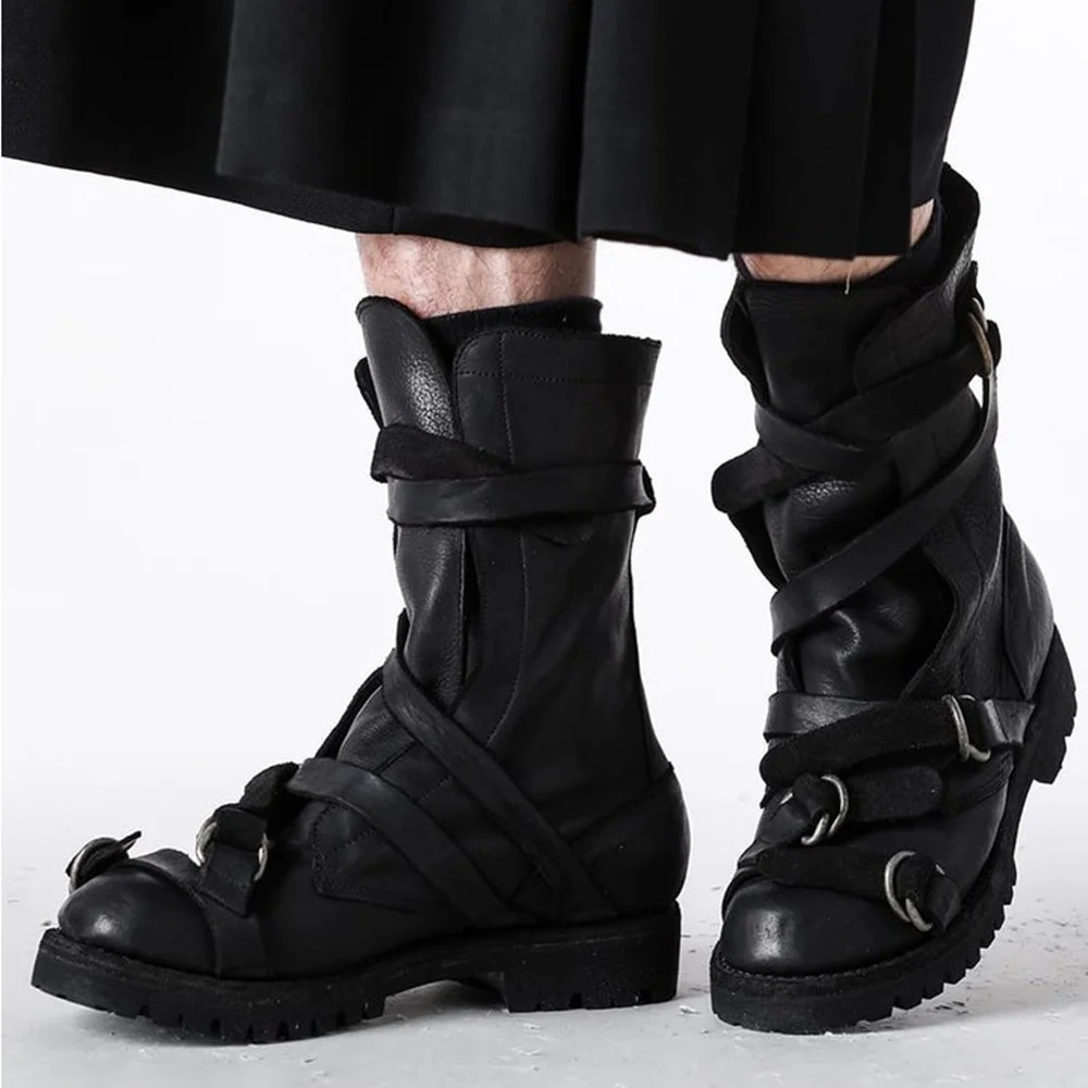 

Metal Buckle Belt Leather Flat Ankle Boots Sexy Round Toe New Arrivlas Fashion Women Modern Boots