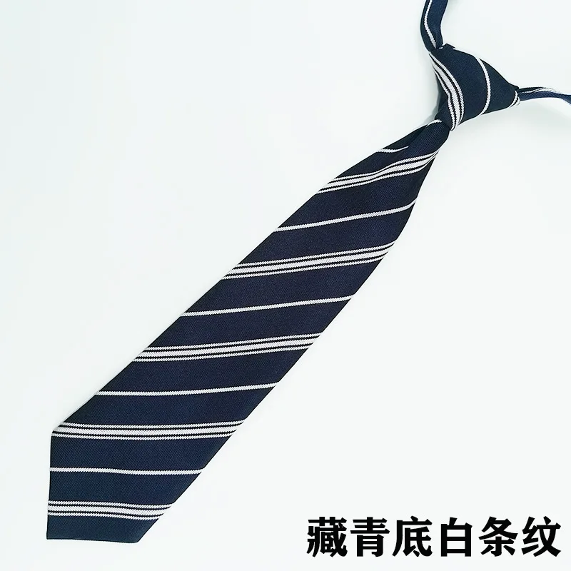 JK Tie เสื้อสวมหัวสำหรับนักเรียนผ้าฝ้ายแถบหนังสีขาวและสีดำลายทาง